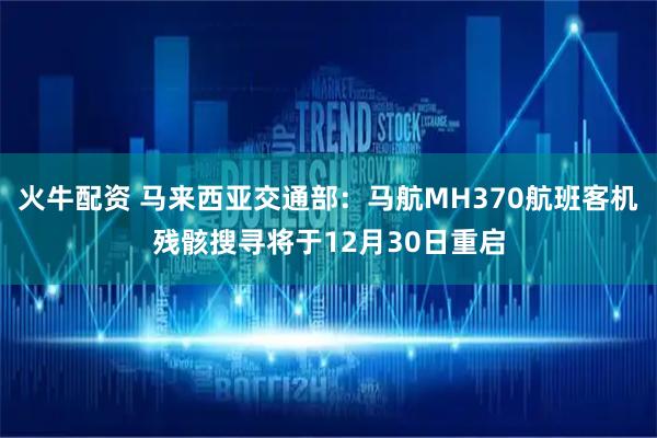 火牛配资 马来西亚交通部:马航MH370航班客机残骸搜寻将于12月30日重启