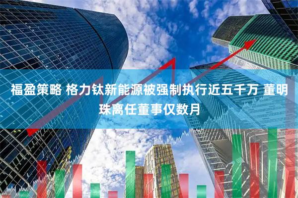 福盈策略 格力钛新能源被强制执行近五千万 董明珠离任董事仅数月